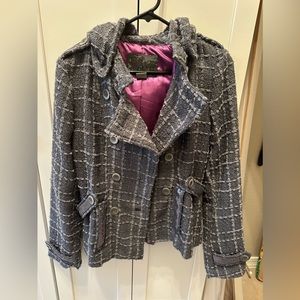 Buckle BKE women’s silver gray sequin pea coat.